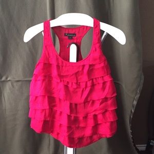 Hot pink blouse with ruffles. Size Small